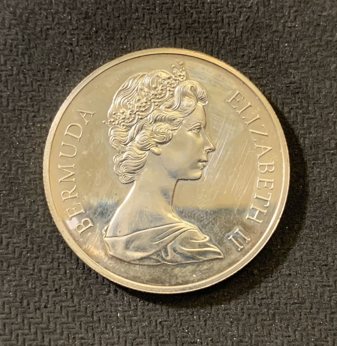 紫瑗钱币—微拍第六期  外国现代银币场 百慕大 1972年 女皇银婚 1元 28.28克 0.9银
