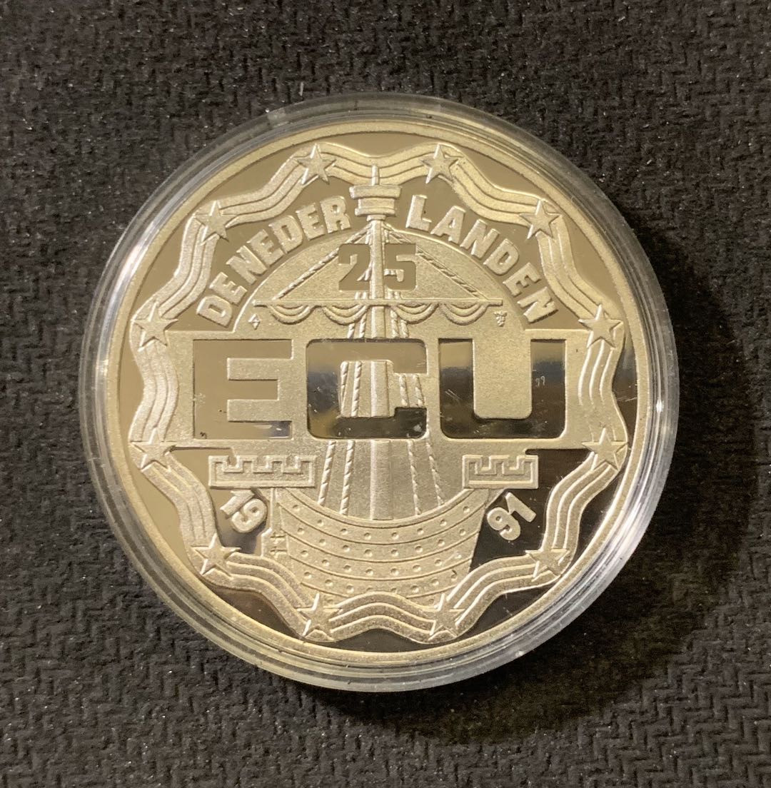 紫瑗钱币—微拍第六期  外国现代银币场 荷兰 1991年 拉莫斯 25埃局 25克 0.925银 精制