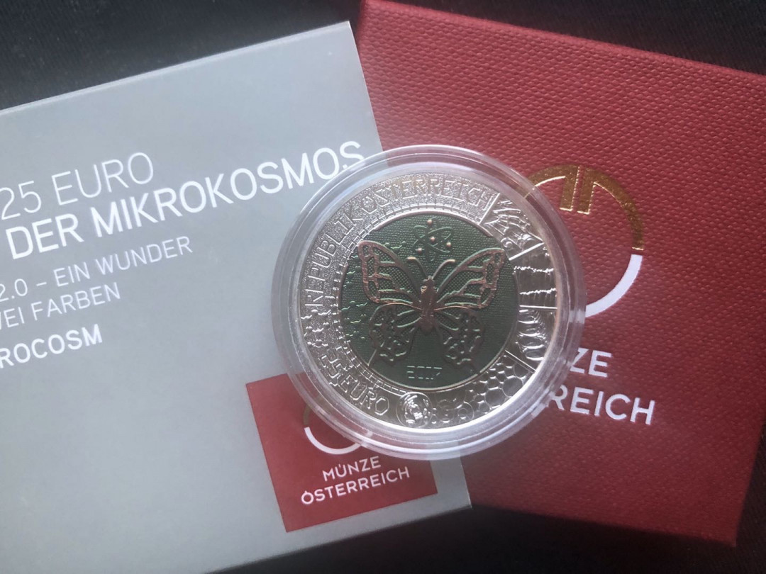 【随心拍&Getcoins】现代金银币拍卖第四十二期 【奥地利】奥地利双色银铌币-蝴蝶