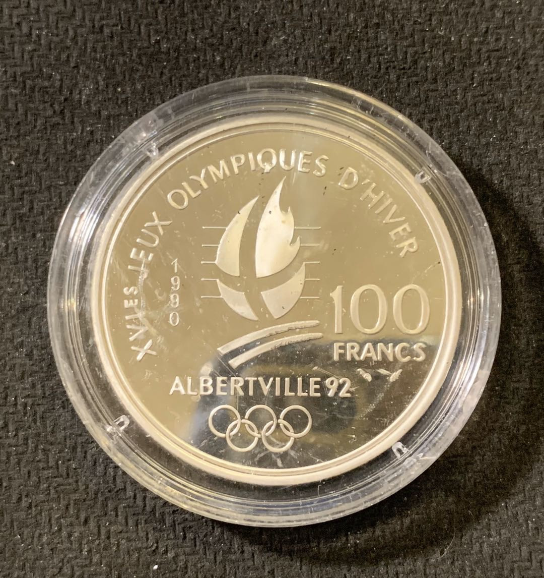 紫瑗钱币—微拍第六期  外国现代银币场 法国 1990年 速度滑雪 100法郎 22.2克 0.9银 精制