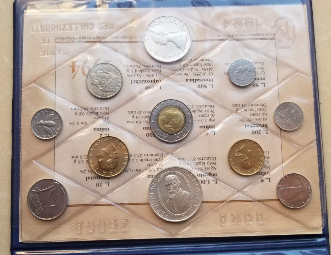 【随心拍&Getcoins】现代金银币拍卖第四十二期 意大利1994年全套硬币普制版套装11枚