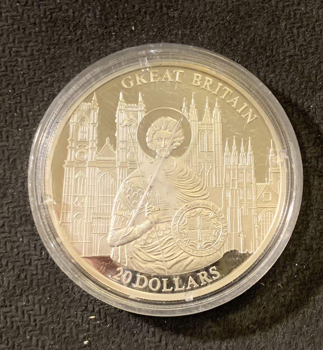 紫瑗钱币—微拍第六期  外国现代银币场 利比里亚 2001年 英国教堂  20克 0.999银 精制