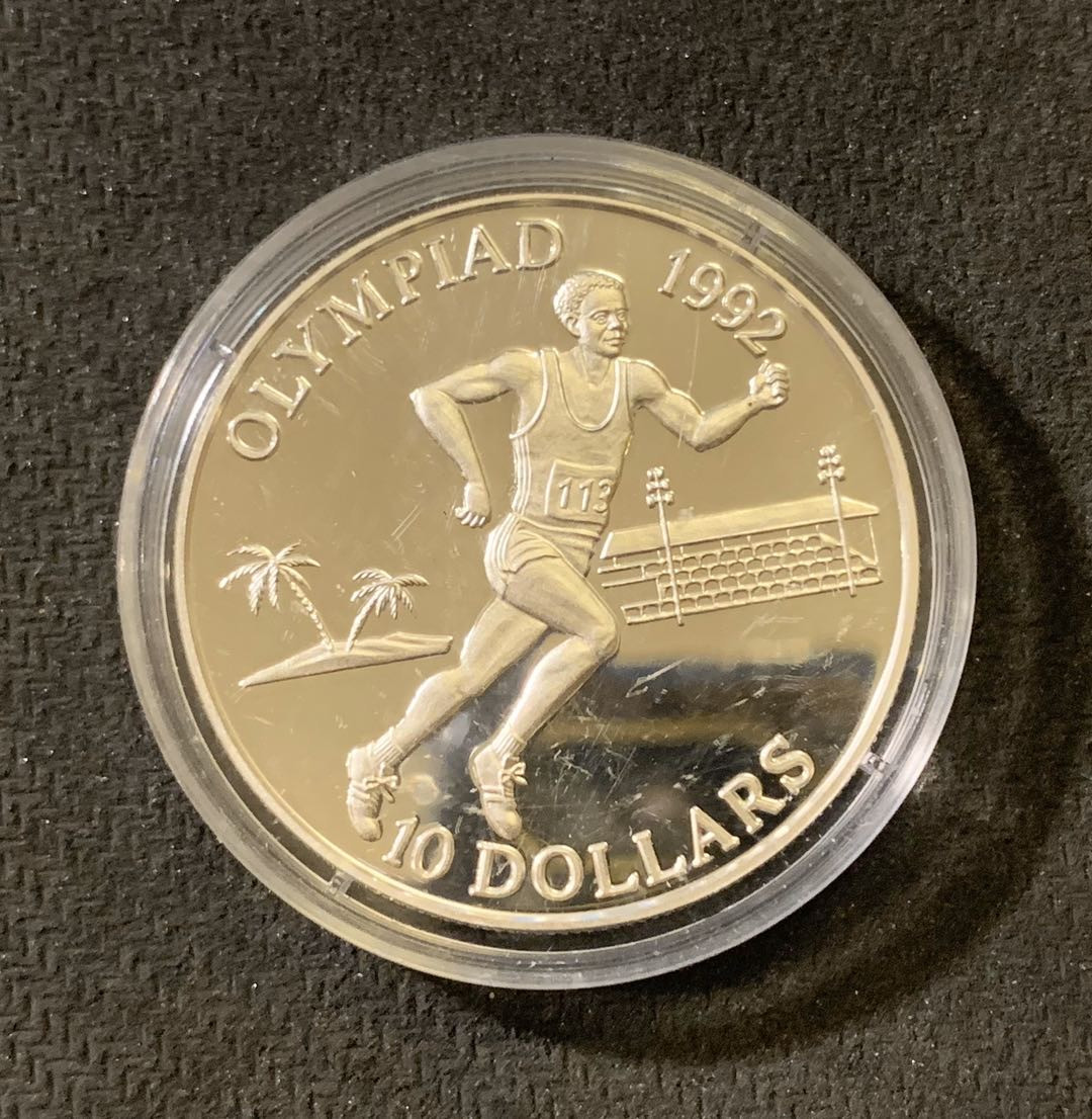 紫瑗钱币—微拍第六期  外国现代银币场 所罗门群岛 1991年  马拉松 10元 31.5克 0.925银 精制