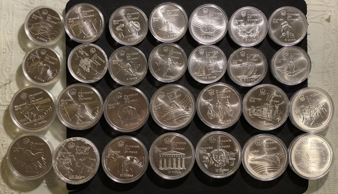 紫瑗钱币—微拍第七期   加拿大 蒙特利尔奥运会 28枚 大全套 共1020克 0.925银