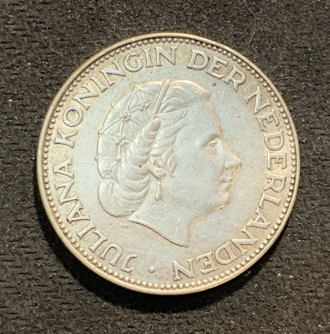 紫瑗钱币—微拍第七期   荷兰 1964年 2.5盾 15克 0.72银