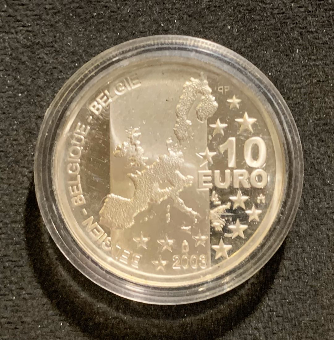 紫瑗钱币—微拍第七期   比利时 2003年  西蒙尼 10欧元 18.9克 0.925银 精制