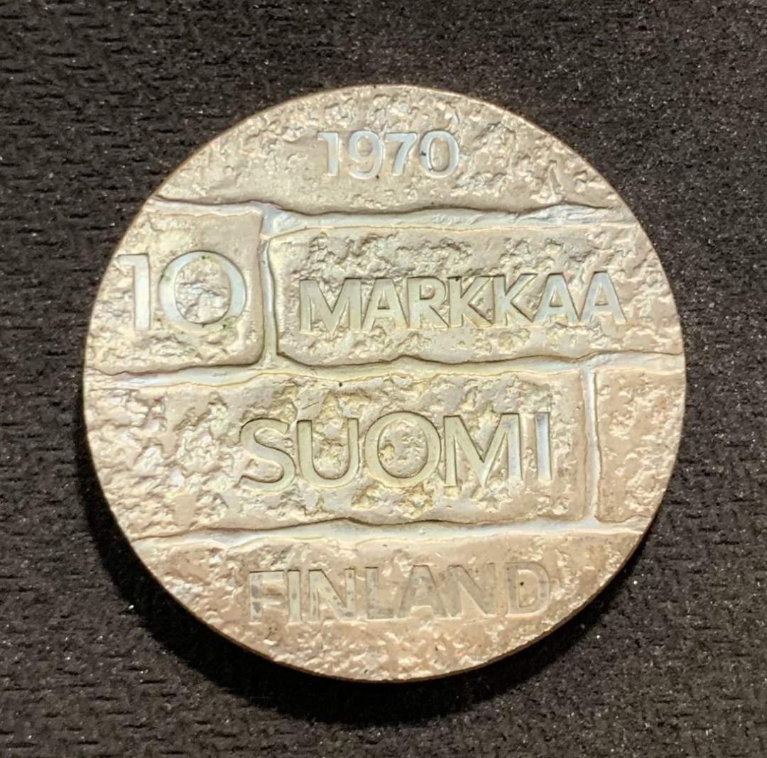 紫瑗钱币—微拍第七期   芬兰 1970年 帕西基维100周年 10马克 22.8克 0.5银
