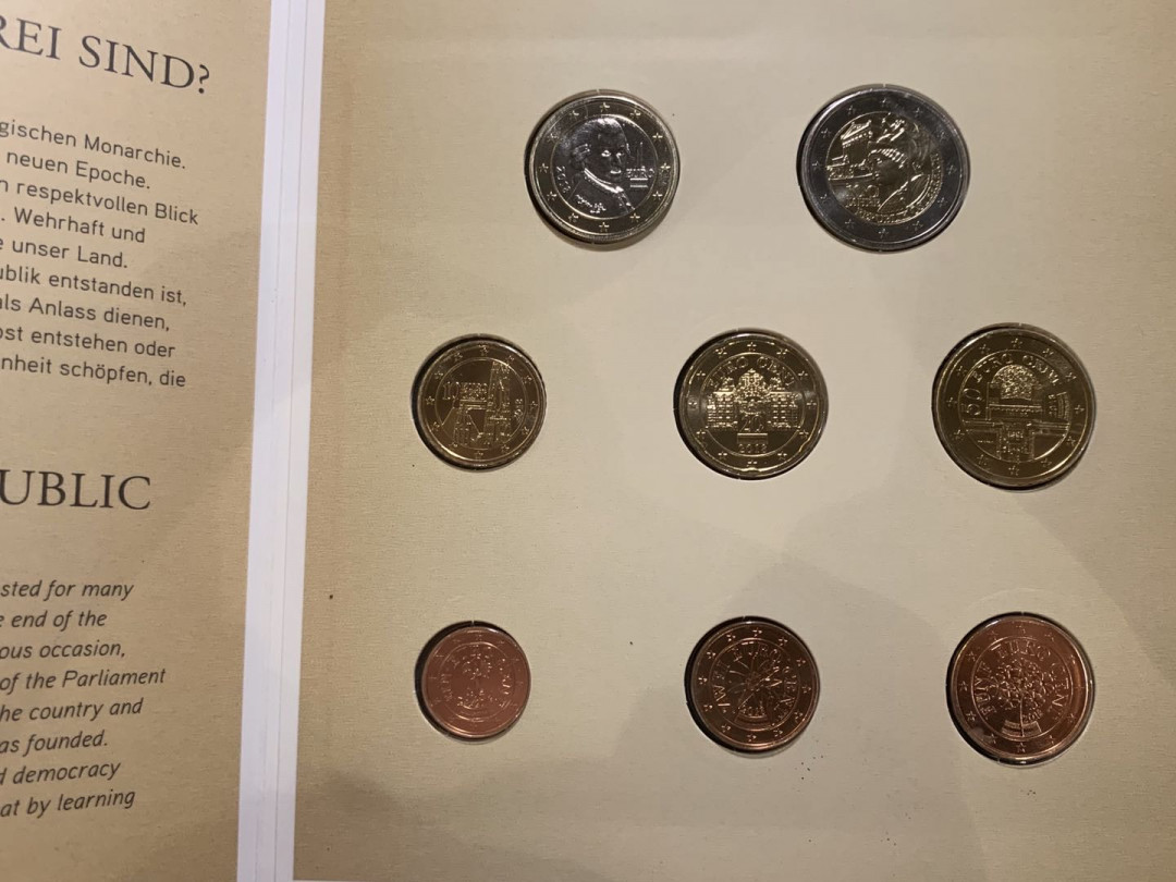 紫瑗钱币—微拍第七期   奥地利 2018年 1欧分—2欧元 建国100周年2欧纪念币 原厂卡