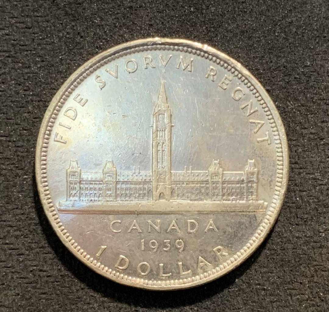 紫瑗钱币—微拍第七期   加拿大 1939年  乔治六世 议会百年 1元 23.5克 0.8银