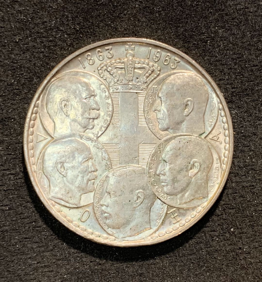 紫瑗钱币—微拍第七期   希腊 1963年 5代国王 30德拉克玛 18克 0.835银