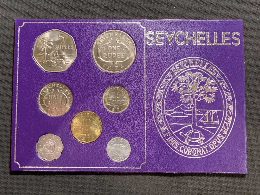 紫瑗钱币—微拍第七期   塞舌尔 1974年 1分—5卢比 7枚套 女王头像