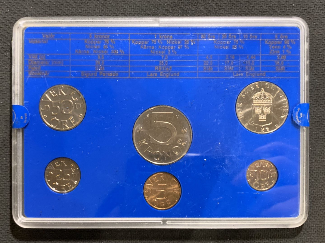 紫瑗钱币—微拍第七期   瑞典 1980年 5欧尔—5克朗 6枚套 原厂盒