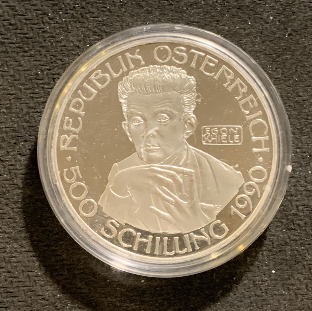 紫瑗钱币—微拍第七期   奥地利 1990年 埃贡席勒 500先令 银币 精制