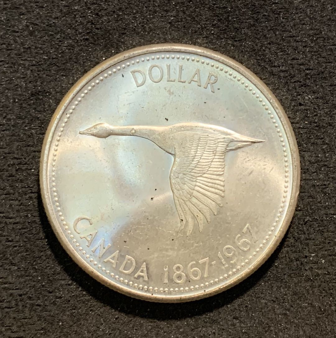 紫瑗钱币—微拍第七期   加拿大 1967年 建国百年 大雁 1元 23.5克 0.8银 BU