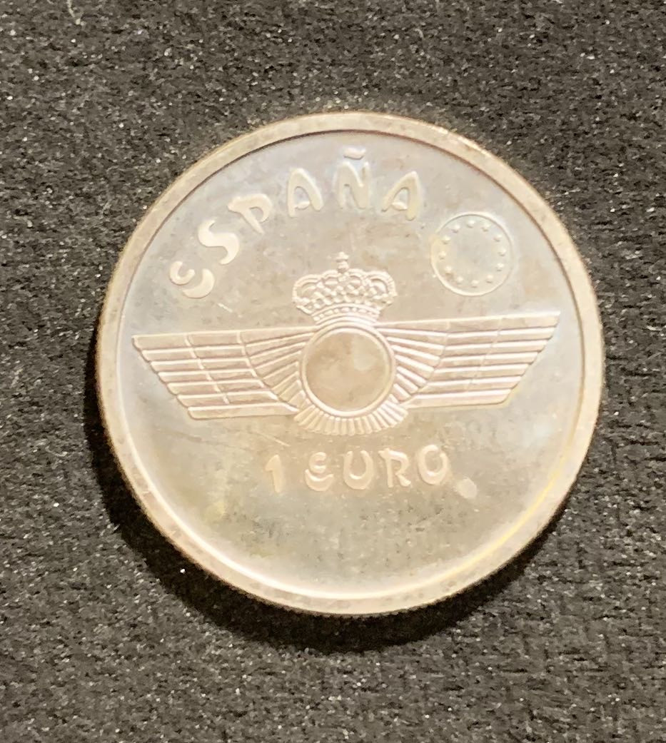 紫瑗钱币—微拍第七期   西班牙 1997年 MF—7 飞机 1欧元 6.22克 0.925银