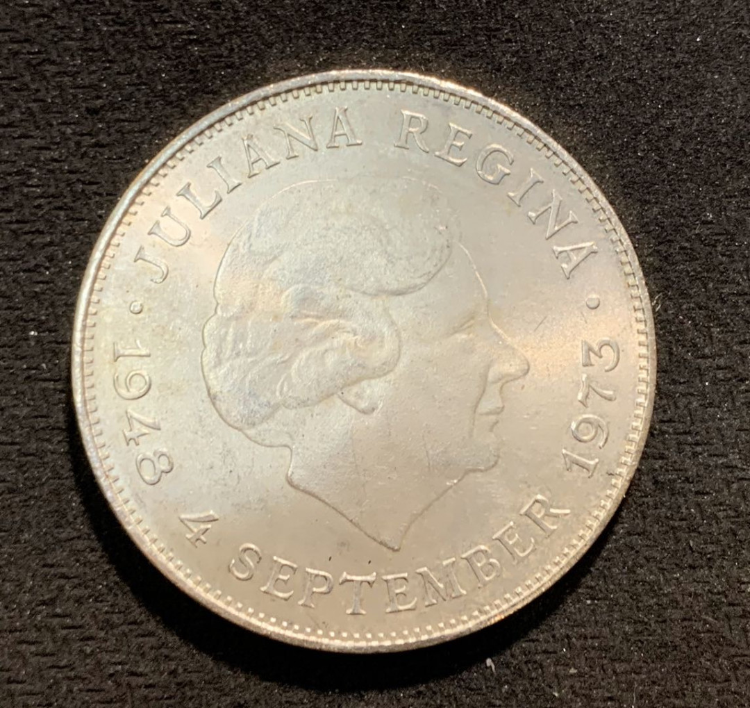 紫瑗钱币—微拍第七期   荷兰 1973年 朱莉安女王 10盾 25克 0.72银