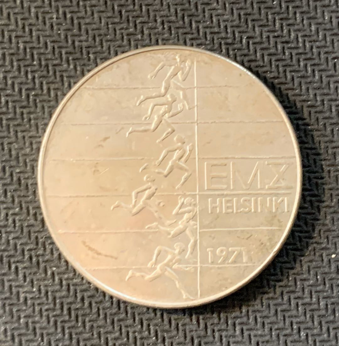 紫瑗钱币—微拍第九期  芬兰 1971年 欧洲田径赛 10马克 24.2克 0.5银