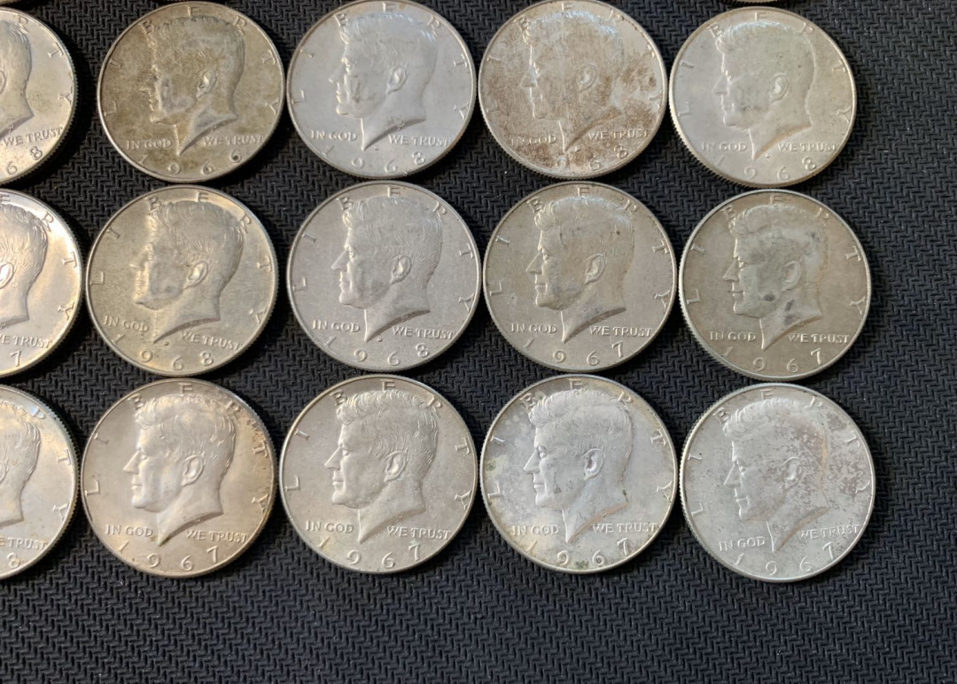 紫瑗钱币—微拍第九期  美国 1966—1968年 肯尼迪 50分 银币 共230克 0.4银