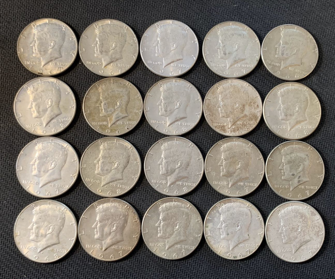 紫瑗钱币—微拍第九期  美国 1966—1968年 肯尼迪 50分 银币 共230克 0.4银