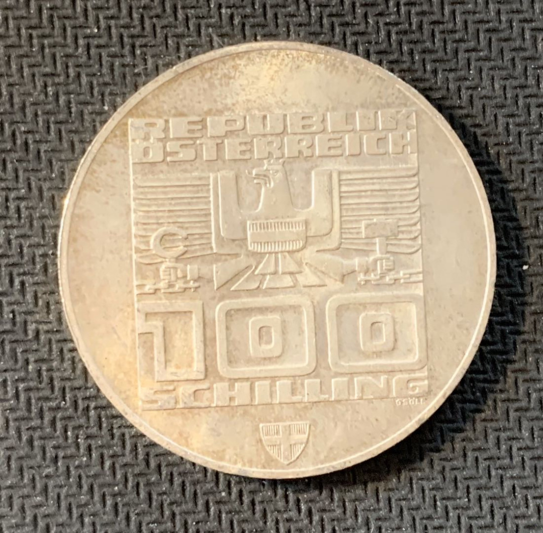 紫瑗钱币—微拍第九期  奥地利 1976年 因斯布鲁克冬奥运 100先令 24克 0.64银