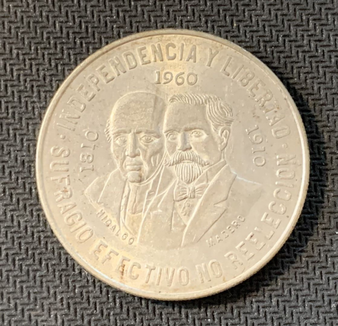 紫瑗钱币—微拍第九期  墨西哥 1960年 独立战争150周年 10比索 银币 29克  0.9银