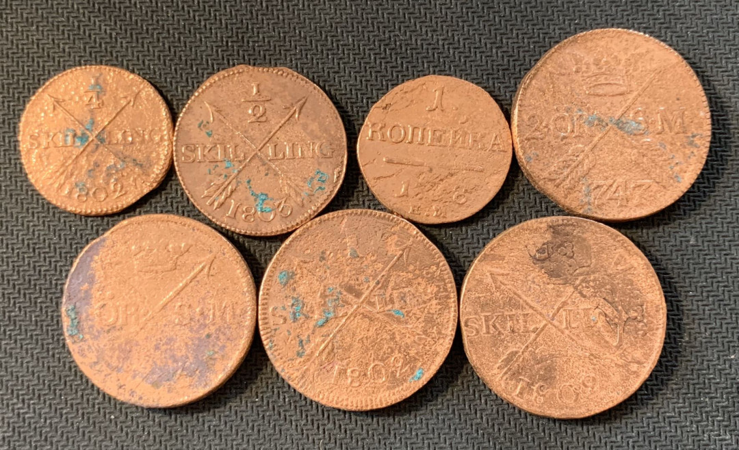 紫瑗钱币—微拍第九期  瑞典 19世纪初 各种面值 大铜币 7枚 有洗