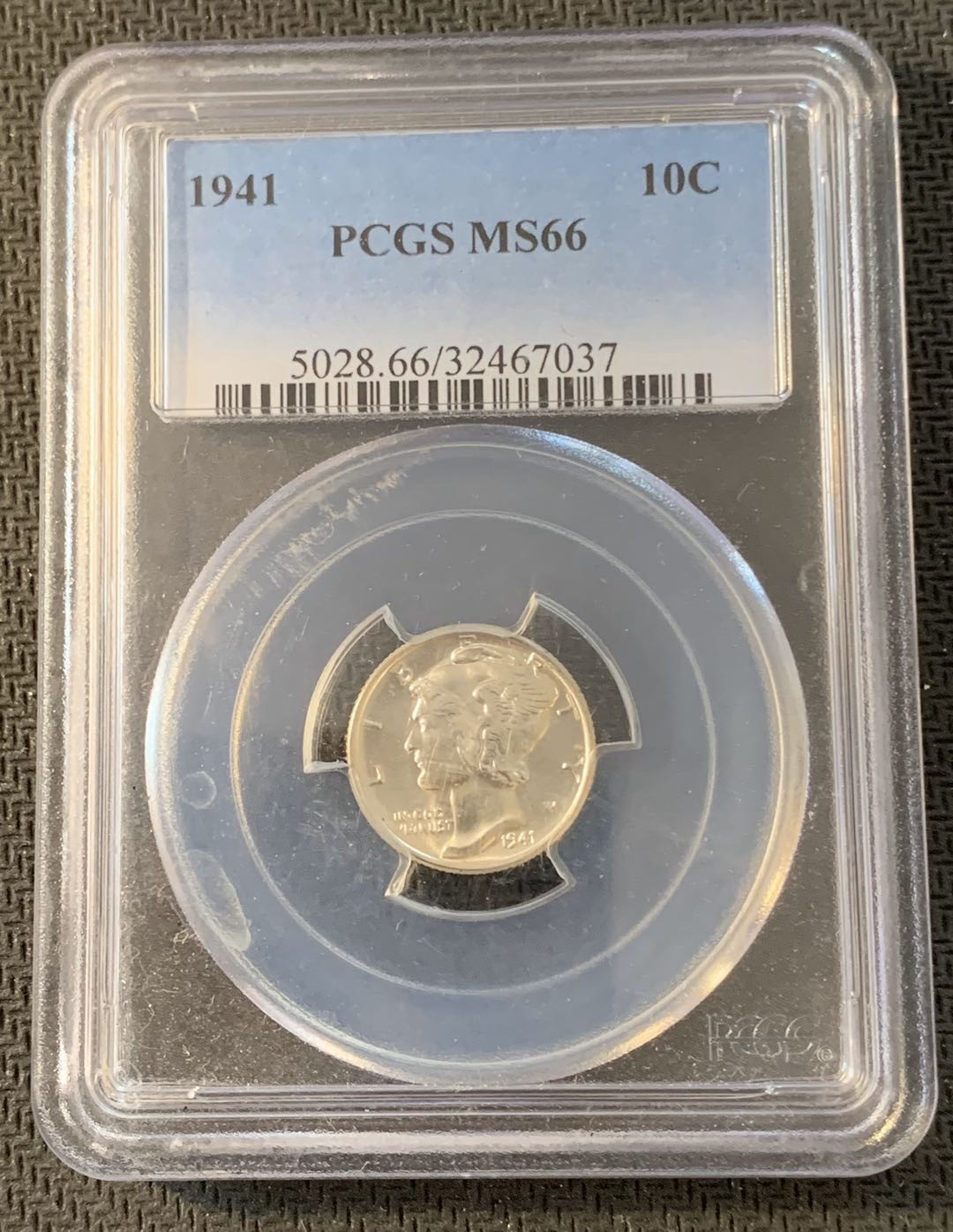 紫瑗钱币—微拍第九期  美国 1941年 10美分 小飞侠 银币 PCGS MS66