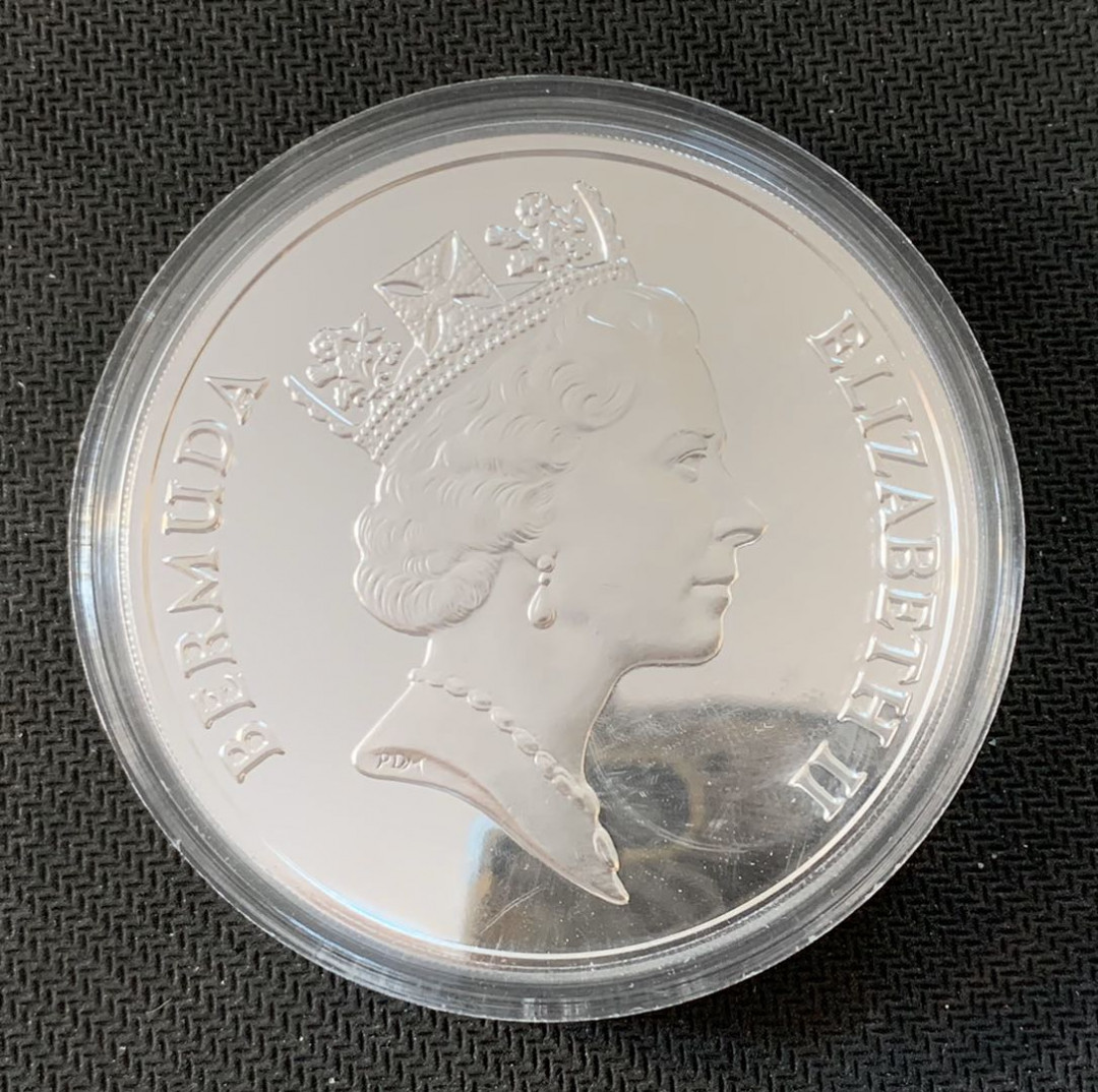 紫瑗钱币—微拍第九期  百慕大 1987年 百慕大神秘三角区 5元 155.6克 0.999银 