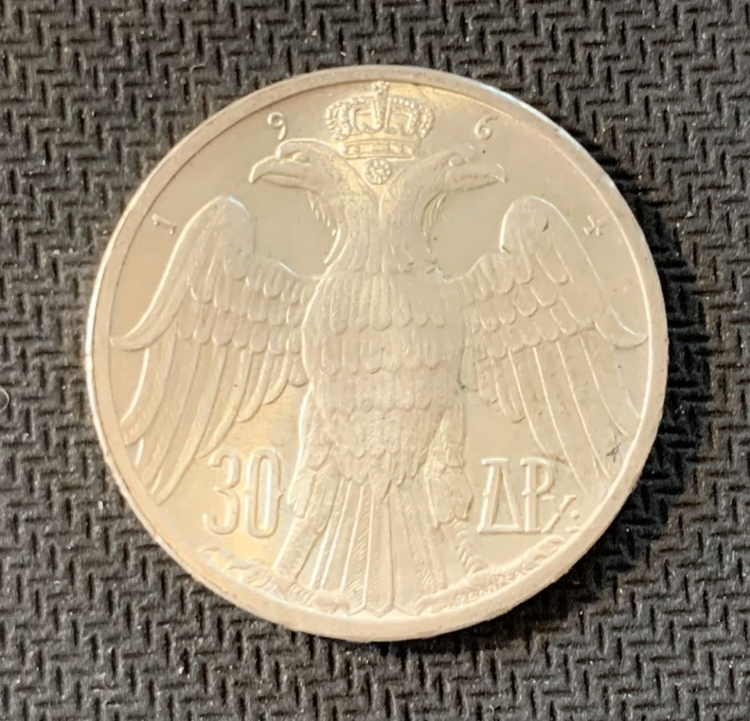 紫瑗钱币—微拍第九期  希腊 1964年 康斯坦丁二世大婚 30德拉克马 12克 0.835银