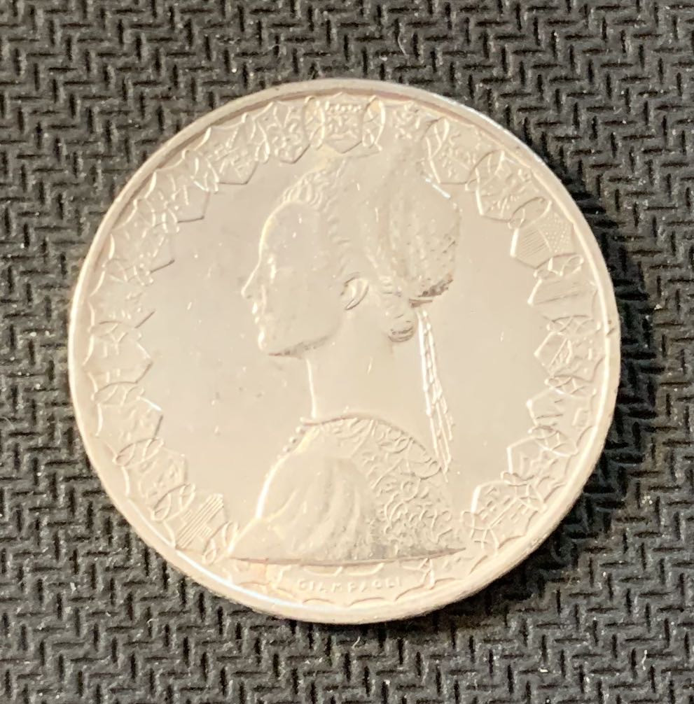 紫瑗钱币—微拍第九期  意大利 1966年 少女 500里拉 11克 0.835银