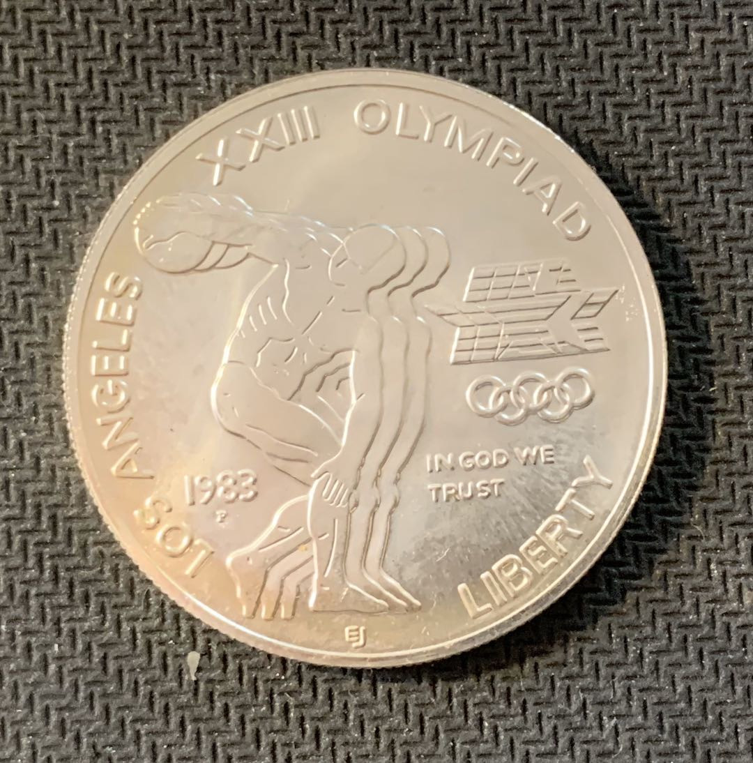 紫瑗钱币—微拍第九期  美国 1983年  洛杉矶奥运会 铁饼 1元  26.73克 0.9银