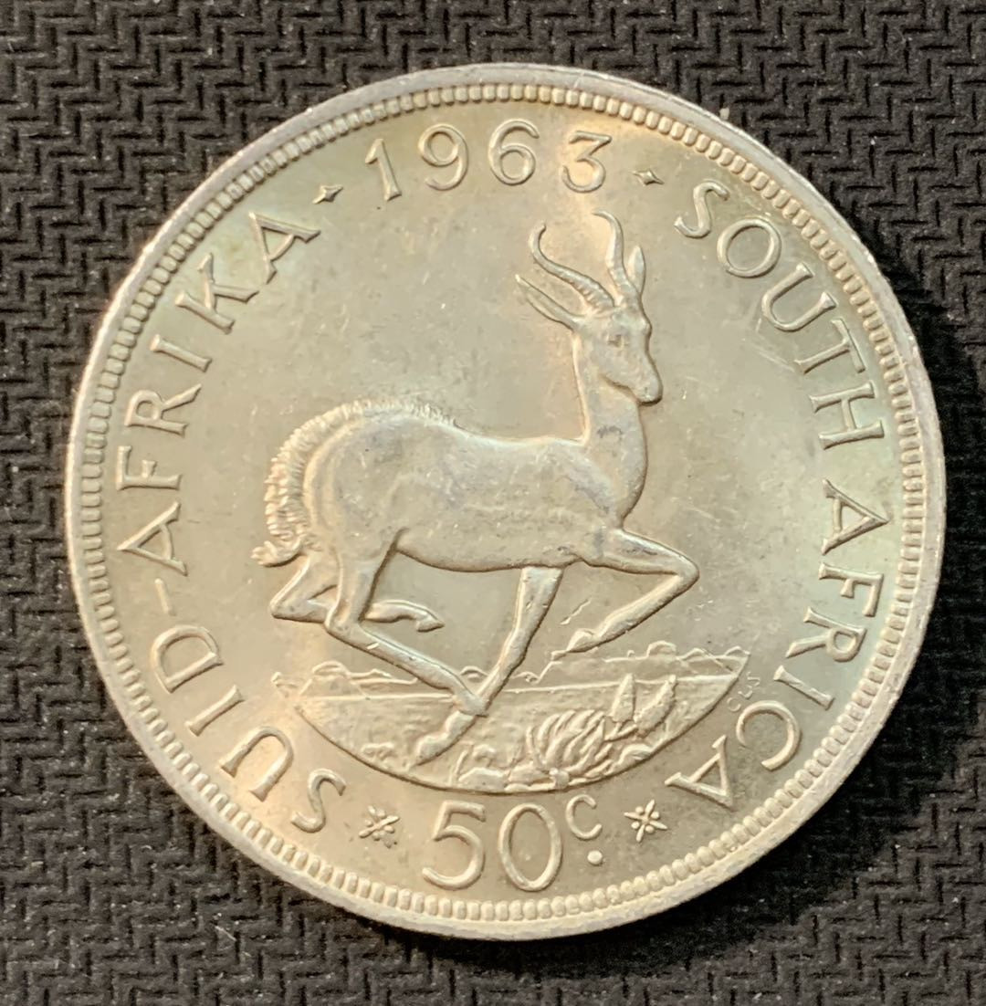 紫瑗钱币—微拍第11期  中外现代银币场 南非 1963年  探险家 吕贝克 50分 28.28克 0.5银