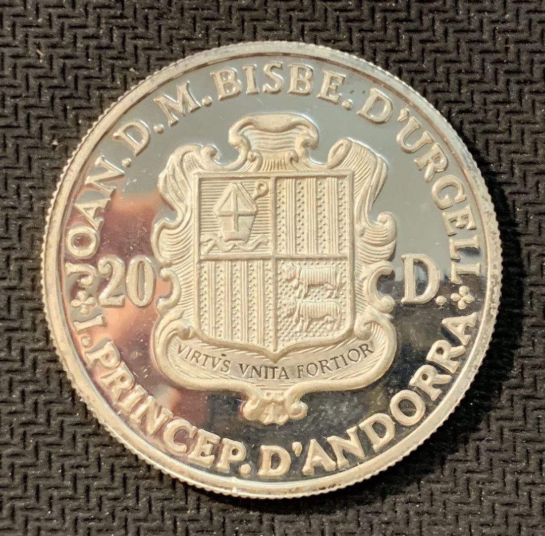 紫瑗钱币—微拍第11期  中外现代银币场 安道尔 1985年 耶稣诞生 20第纳尔 银币 16克 0.9银 精制