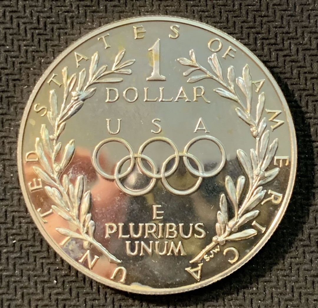 紫瑗钱币—微拍第11期  中外现代银币场 美国 1988年  洛杉矶奥运会 火炬传递 1元 26.73克 0.9银 精制