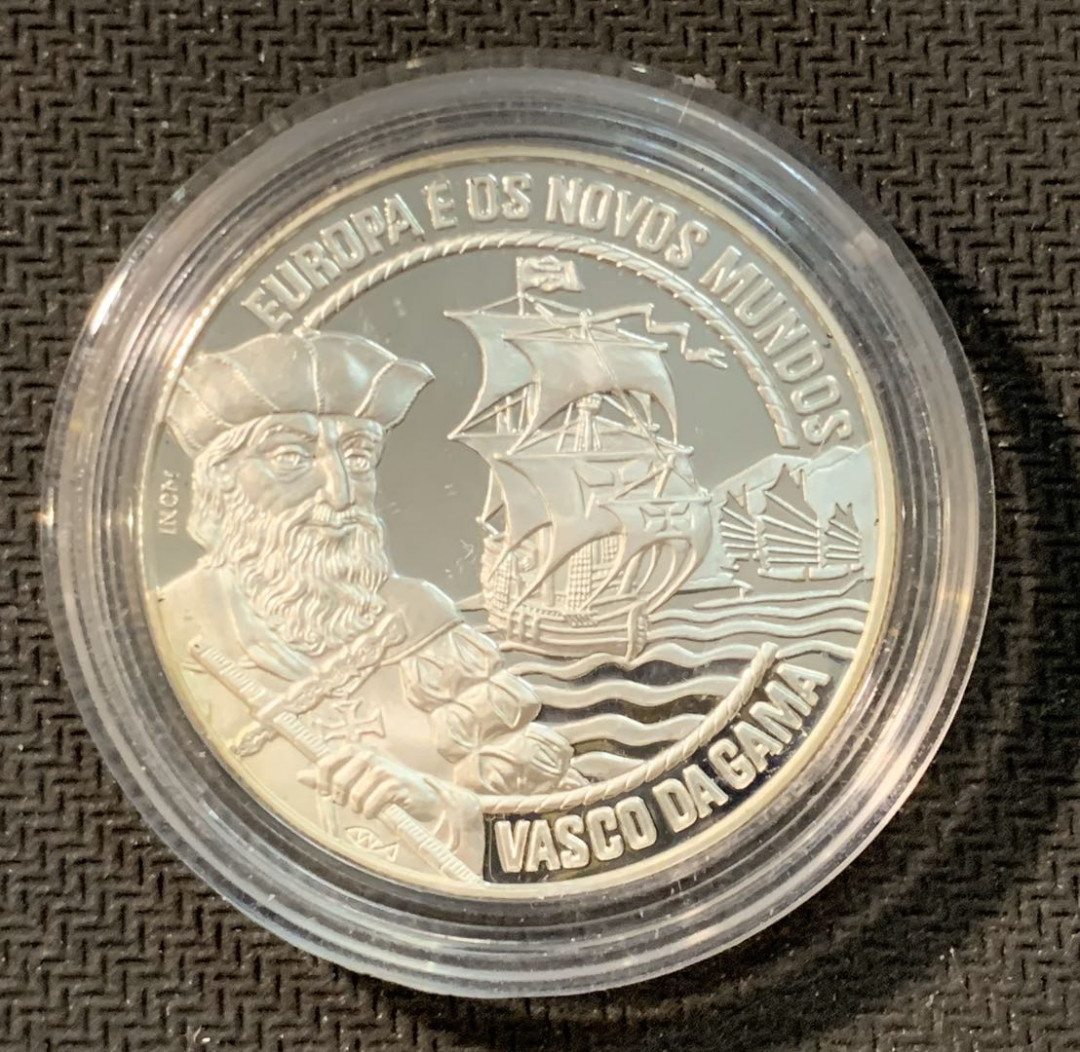 紫瑗钱币—微拍第11期  中外现代银币场 葡萄牙 1995年 航海家系列 达伽马 25埃局 28克 0.925银 精制