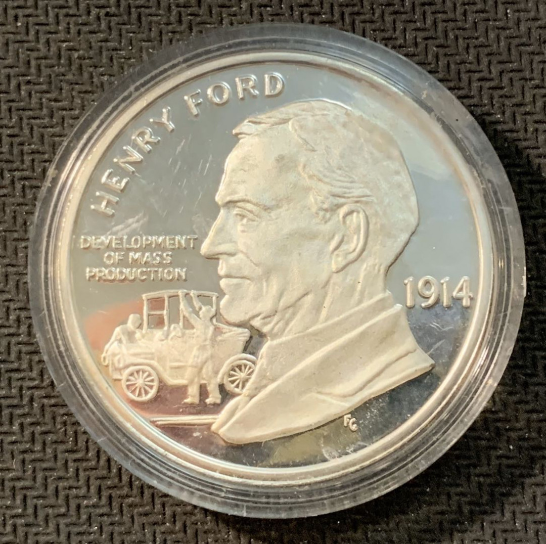 紫瑗钱币—微拍第11期  中外现代银币场 美国 1986年 亨利 福特 银章 28.35克 0.925银 精制
