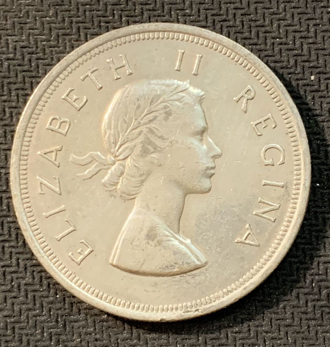 紫瑗钱币—微拍第11期  中外现代银币场 南非 1953年 伊丽莎白二世  羚羊 5先令 28.28 0.5银