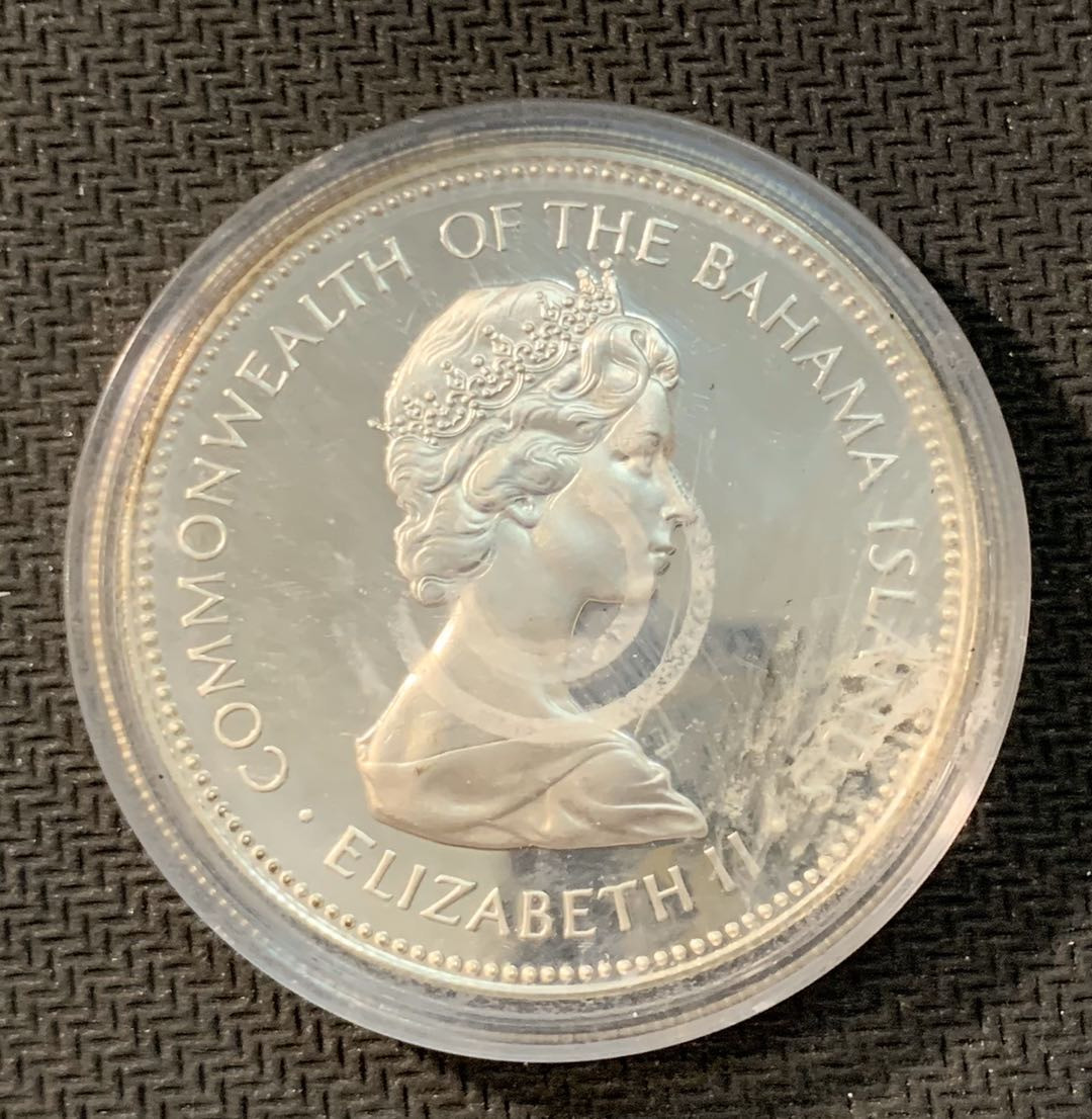 紫瑗钱币—微拍第11期  中外现代银币场 巴哈马 1971年 火烈鸟 2元 29.8克 0.925银