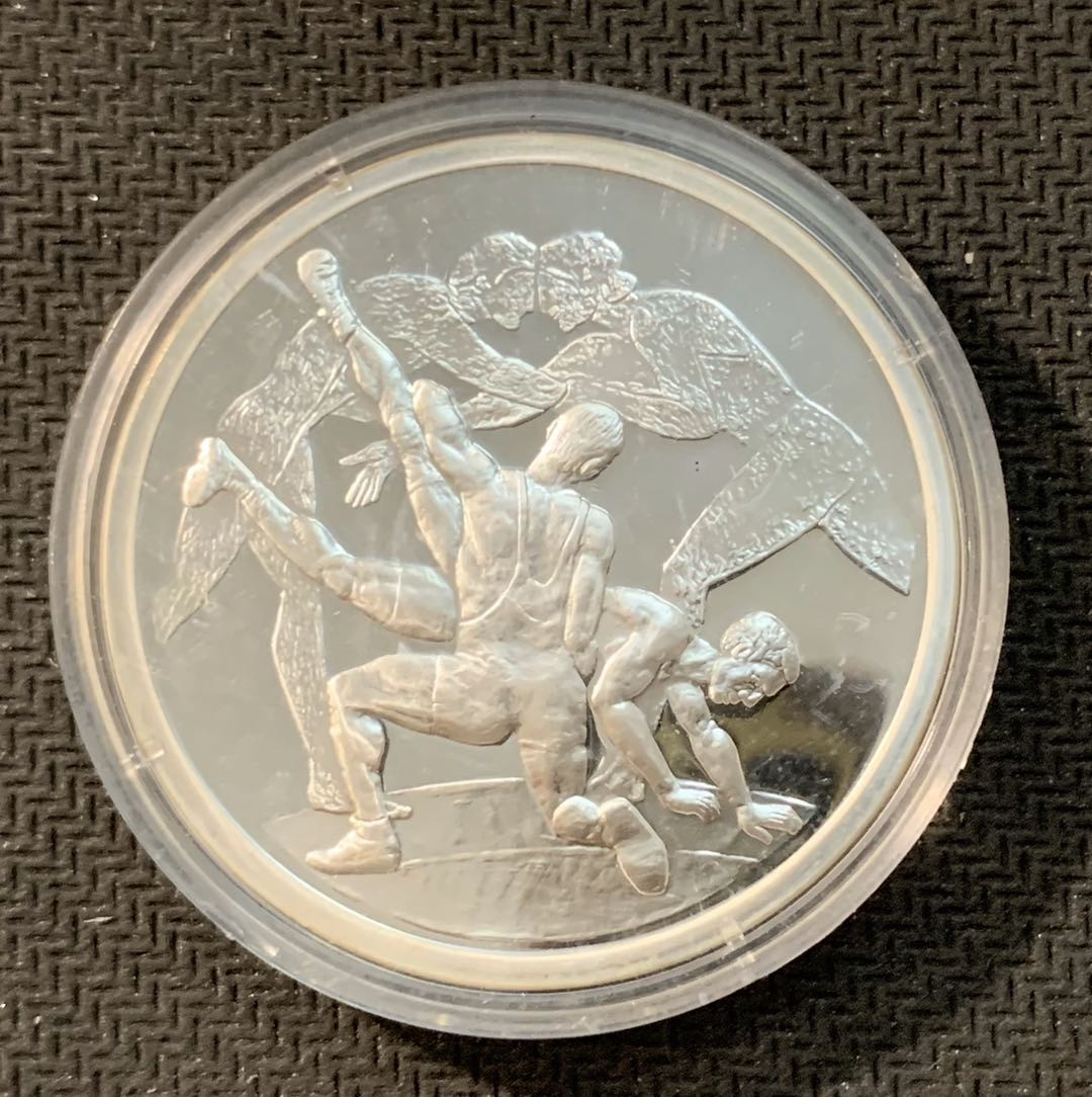 紫瑗钱币—微拍第11期  中外现代银币场 希腊 2004年 雅典奥运会 古典摔跤 10欧元 33.6克 0.925银 精制