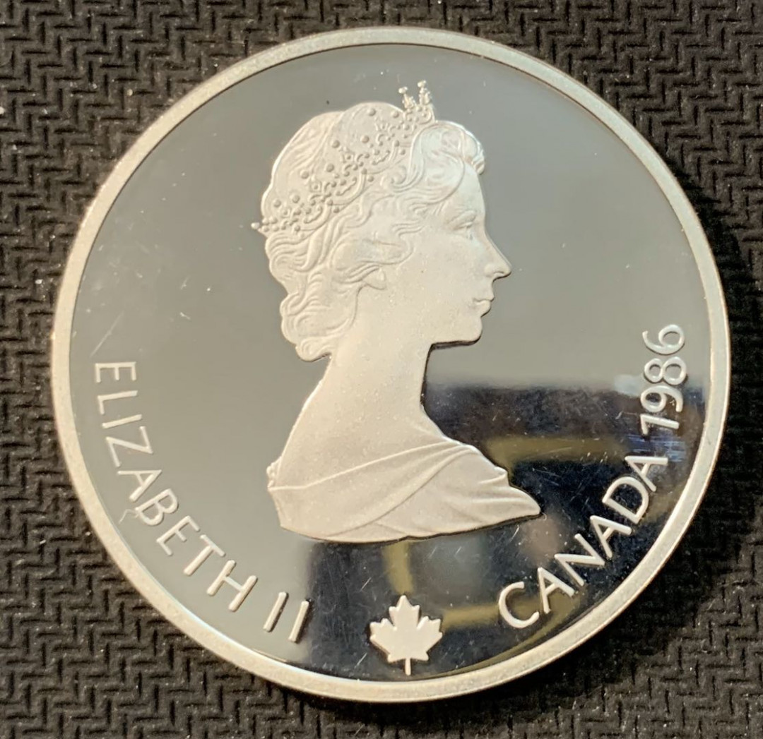 紫瑗钱币—微拍第11期  中外现代银币场 加拿大 1985年 卡尔加里冬奥运 卧射 20元 银币 34.1克 0925银 精制