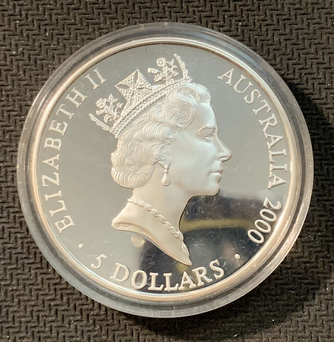 紫瑗钱币—微拍第11期  中外现代银币场 澳大利亚 2000年 悉尼奥运会 袋鼠 5元 31.1克 0.999银 精制