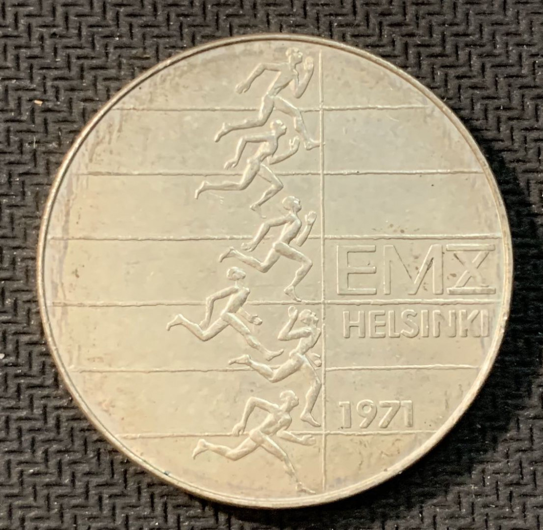 紫瑗钱币—微拍第11期  中外现代银币场 芬兰 1971年 欧洲田径赛 10马克 24.2克 0.5银