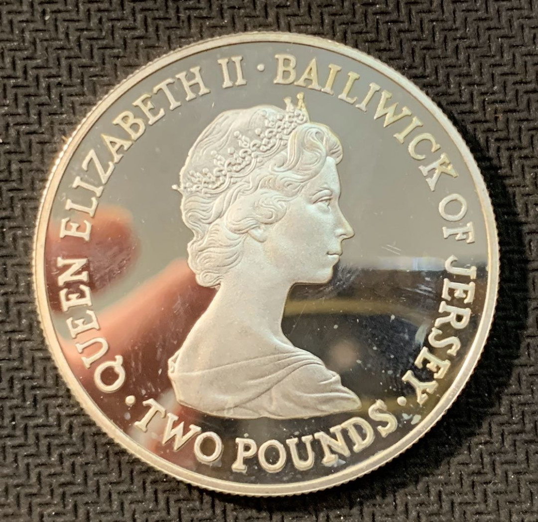 紫瑗钱币—微拍第11期  中外现代银币场 泽西岛 1981年 查尔斯戴安娜婚礼 2磅 28.28克 0.925银 精制