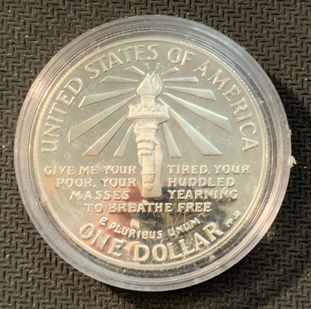 紫瑗钱币—微拍第11期  中外现代银币场 美国 1986年 自由女神100周年  1美元 银币 26.73克 0.9银 精制