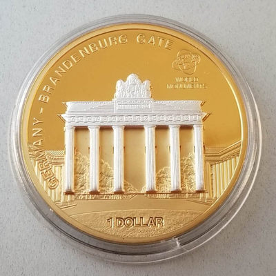 【随心拍&GetCoins】现代金银币拍卖第四十三期 库克2009年世界奇观勃兰登堡门立体镀金纪念币