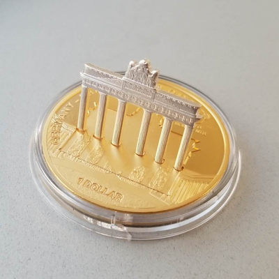 【随心拍&GetCoins】现代金银币拍卖第四十三期 库克2009年世界奇观勃兰登堡门立体镀金纪念币