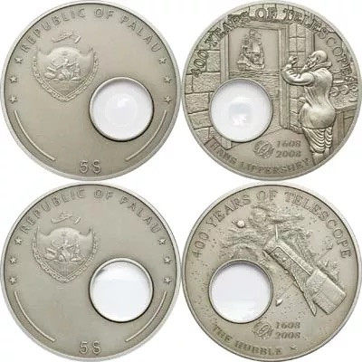 【随心拍&GetCoins】现代金银币拍卖第四十三期 帕劳2008年望远镜发明400周年纪念两枚银币 