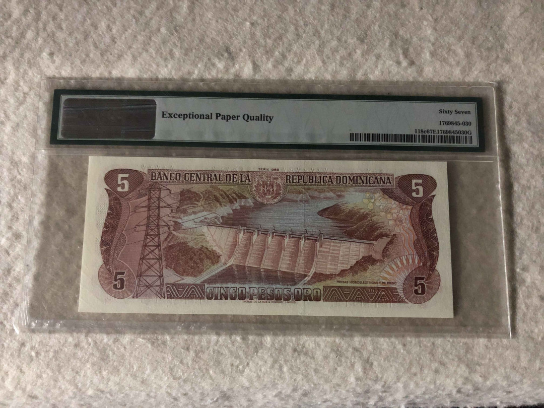 【收藏联盟】第113期拍卖——末代君主 多米尼加 1984-88年 5比索 PMG67EPQ 