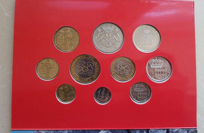 【随心拍&GetCoins】现代金银币拍卖第四十三期 摩纳哥1995年全套流通币10枚，造币厂原包装卡币