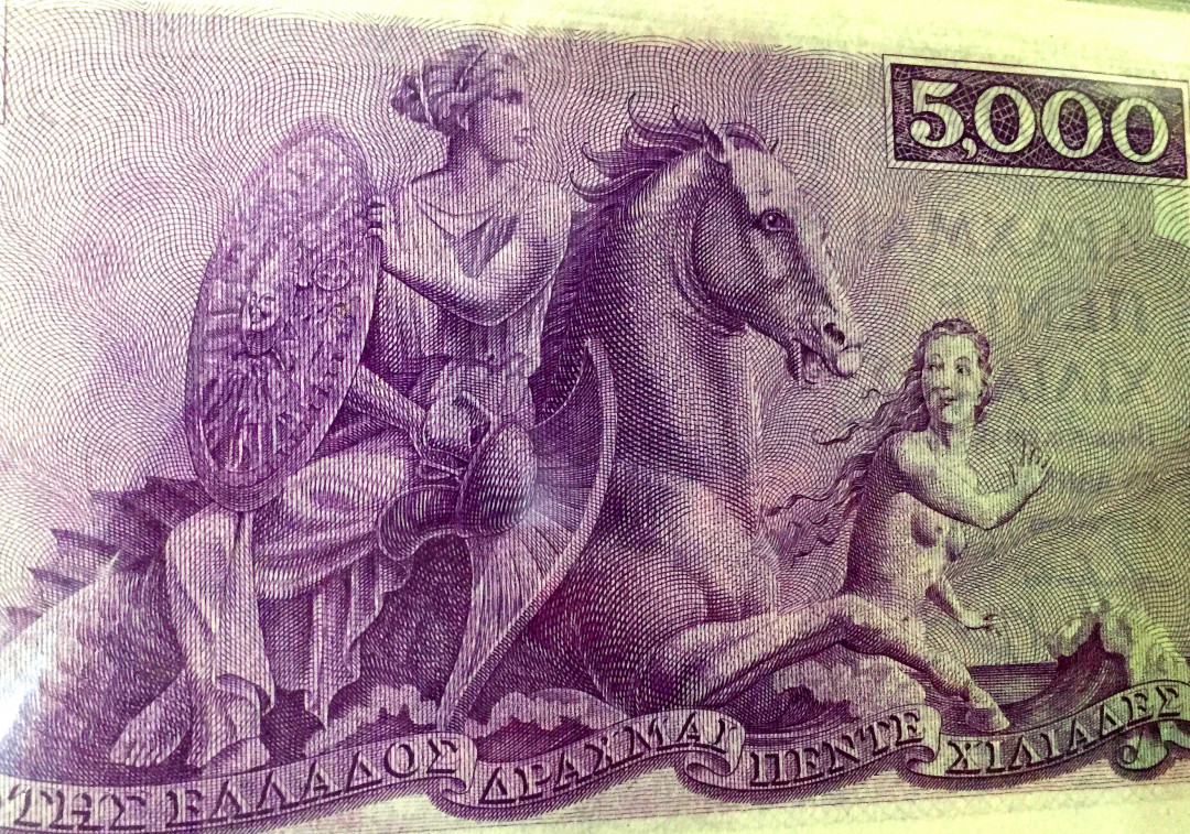 【收藏联盟】第113期拍卖——末代君主 【经典稀少】希腊 1947年5000德拉科马 p177a  PMG64 UNC  实物状态好 非常漂亮